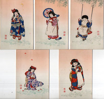 Japonaiserie - Lot De 5 CPA  Mignonettes  - Scènes Enfantines - (2 Volets)     (9229 ASO) - 1900-1949