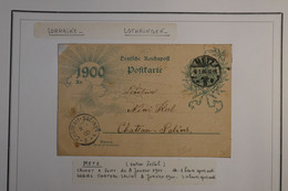 AJ3 LORRAINE LOTHRINGEN  BELLE CARTE 1900 METZ   POUR CHATEAU SALINS FRANCE ++ AFFRANCH INTERESSANT - Autres & Non Classés