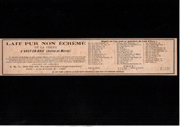 Publicité Coupure Année 1897 Lait Pur Non écrémé De La Ferme D'Arcy En Brie (77) Seine Et Marne L. Nicolas - Pubblicitari