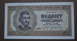 Serbia 50 Dinara F  PAYS TO THE BEARER FIFTY DINARA BELGRADE 1 May, 1942 SERBIAN NATIONAL BANK - Yugoslavia