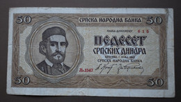 Serbia 50 Dinara F  PAYS TO THE BEARER FIFTY DINARA BELGRADE 1 May, 1942 SERBIAN NATIONAL BANK - Yougoslavie