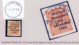 Ireland Monaghan 1922 Rubber Climax Dater LARAGH CASTLEBLAYNEY 15 APR.22' On Piece With Thom Rialtas 2d - Non Classificati