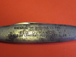 Ferroviaire/petit Couteau De Poche Publicitaire 2 Lames/Matériel De Chemin De Fer/Elie DURAND/ PARIS /Vers 1950-70  CP33 - Flessenopener