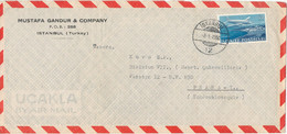 Turkey Air Mail Cover Sent To Czechoslovakia Istanbul 8-5-1950 Single Franked Bended Cover - Airmail