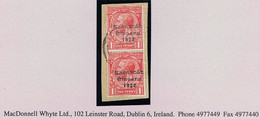 Ireland 1922-23 Thom Saorstat 3-line Overprint On 1d, Pale Dull Black Overprint, Pair Used On Piece, Light Cds Cancel - Gebraucht