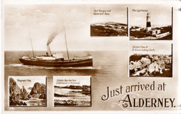 Just Arrived In ALDERNEY (B.B.London) Multiview With M.V.Courier & Other Views-:-ile Aurigny - Alderney