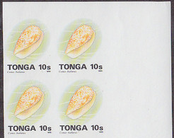 TONGA(1995) Conus Bullatus. Imperforate Plate Proofs In Marginal Block Of 4. Scott No 874. - Tonga (1970-...)