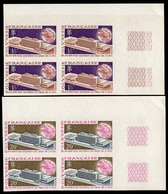 FRENCH POLYNESIA(1970) New UPU Building. Set Of 2 Imperforate Corner Blocks Of 4. Scott No 261-2. Yvert No 80-1. - Imperforates, Proofs & Errors