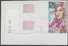 FRENCH POLYNESIA(1974) Polynesian Woman. Trial Color Margin Proof. Scott No 284, Yvert No 103. - Imperforates, Proofs & Errors