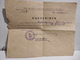 Ucraina World War ODESSA Romanian Occupation Certificate Pass 1941 - Non Classificati