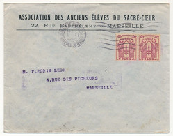 FRANCE - Env Affranchie 40c Chaines Brisées X2 ) Marseille 1944 Sur En-tête Association Anciens élèves Du Sacré Coeur - Lettres & Documents