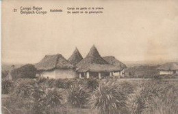 CONGO BELGE . KABINDA . Corps De Garde De La Prison (S/ ENTIER POSTAL 10 C Rouge Palmeraie) - Belgisch-Kongo