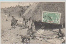 Afrique Française SENEGAL DAKAR. Dans Le Village Des Pêcheurs Lébous (animée) +TP 5cts R.F. Vert  A.O.F. Sénégal - Sénégal