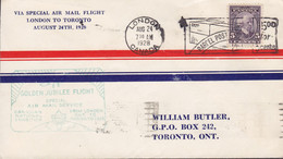 Canada Via Special Air Mail Golden Jubilee Flight LONDON Ontario - TORONTO 1928 Cover Lettre (2 Scans) - Luftpost