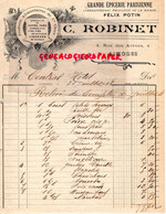 87-LIMOGES- RARE FACTURE C. ROBINET-EPICERIE PARISIENNE-FELIX POTIN-4 RUE DES ARENES- 1908 - Petits Métiers