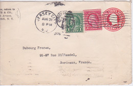 USA  - ENTIER POSTAL 1925 + TIMBRES - US.POSTAGE  2 CENTS - CACHET FLAMME JERSEY - FRAGMENT LETTE - 1901-20