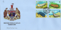 Ocean Indien British Indian Ocean Territory 411/14 Concombres De Mer, Wwf, Tortue, Armoiries, Coat Of Arms, FDC - Mundo Aquatico