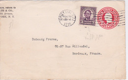 USA  - ENTIER POSTAL + TIMBRE - US.POSTAGE  2 CENTS - CACHET FLAMME NEW YORK JERSEY CITY - FRAGMENT LETTRE - 1921-40