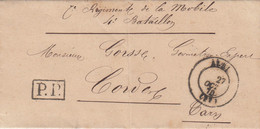 LETTRE. PP. 27 OCT 70. 7° REGIMENT DE LA MOBILE 4° BATAILLON. ALBI POUR CORDES. "NOMMÉ ADJUDANT" - Krieg 1870
