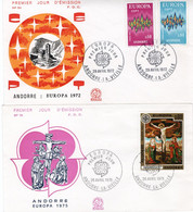 2 ENVELOPPES 1er JOUR ANDORRE FRANCAIS.  NUMEROTE  76.   ANNEE 1975 - Briefe U. Dokumente