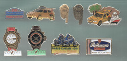 PINS PIN'S AUTO DAKAR 607 CITROEN MICHELIN TOTAL YAMAHA PARIS LE CAP CAMEL ROTHMANS LOT 9 PINS DONT 1 AB ARTHUS - Citroën