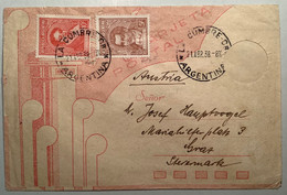 1938 RR !  “TARJETA POSTAL” ENVELOPE LA CUMBRE ARGENTINA>Graz(music Pigeon Telegraph Mailbox Cover Postal Stationery - Briefe U. Dokumente