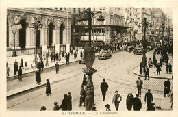 Marseille * La Canebière * Tramway Tram * Automobile Voiture Ancienne * Cachet Au Dos : Prosper Thonier , Poste Restante - Canebière, Centre Ville