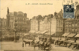 Lille * La Grande Place * Autob Autocar Bus Car * Automobile Voiture Ancienne * Café De La Petite Bourse - Lille