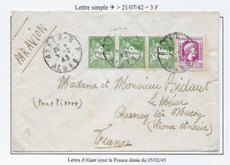 Algérie Tarifs Postaux - Lettre - Lettres & Documents