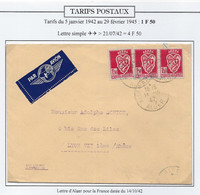 Algérie Tarifs Postaux - Lettre - Storia Postale