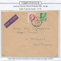 Algérie Tarifs Postaux - Lettre - Covers & Documents