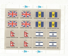 Timbre Neuf,UNITED NATIONS, Flag Series, United Kingdom, Barbados, Nepal, Israel, BLOC DE 16 TIMBRES , Frais Fr 1.75 E - Collezioni & Lotti