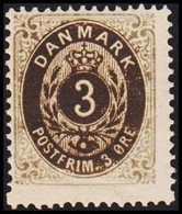 1875. Bi-coloured. 3 Øre Grey/light Ultramarine. Perf. 14x13½. Normal Frame Never Hinged. (Michel 22IYAa) - JF511772 - Unused Stamps
