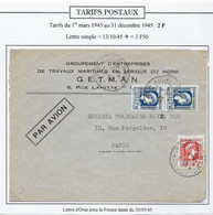 Algérie Tarifs Postaux - Lettre - Lettres & Documents