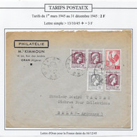 Algérie Tarifs Postaux - Lettre - Cartas & Documentos