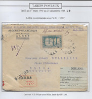 Algérie Tarifs Postaux - Lettre - Lettres & Documents