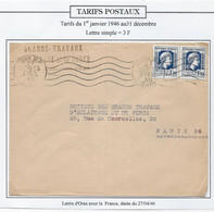 Algérie Tarifs Postaux - Lettre - Brieven En Documenten