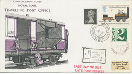 GB 1976 Cover W Machin 1 ½ P And Locomotive 7 P Tied By TPO CDS Double Cirlce „CREWE – PETERBOROUGH T.P.O. (LINC SECT)“ - Covers & Documents