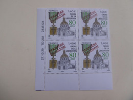 FRANCE   NOUVEAUTE  ORDRE DE LA LIBERATION  BLOC DE QUATRE SURCHARGE  (  NO 5458  ) - Unused Stamps
