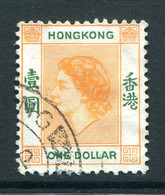 Hong Kong 1954-62 QEII Definitives - $1 Orange & Green Used (SG 187) - Usati