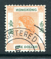 Hong Kong 1954-62 QEII Definitives - $1 Orange & Green Used (SG 187) - Gebraucht