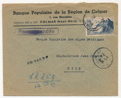 FRANCE - Env. Affr 20F Pointe Du Raz - Recommandé Provisoire De Colmar R.P. 1948 - Cartas & Documentos