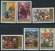 YUGOSLAVIA 1975 Social Paintings MNH / **.  Michel 1621-26 - Unused Stamps