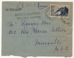 FRANCE - Env. Affr 20F Pointe Du Raz - Recommandé Provisoire De Marseille Corderie (1er Reg. Supp) - 1947 - Covers & Documents