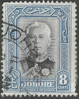 Johore (Malaysia). 1940 Sultan Sir Ibrahim. 8c Used. Mult Crown CA W/M SG 130 - Johore