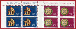 YUGOSLAVIA 1976 Europa: Handicrafts Blocks Of 4 MNH / **.  Michel 1635-36 - Unused Stamps