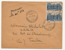 FRANCE - Env Affr 10F Luxembourg X2 , Rec Provisoire De VILLERUPT (Meurthe Et Moselle) 1948 - Brieven En Documenten
