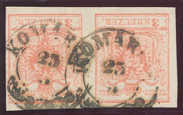 1850. Typography 3kr Stamp Pair, KOMAROM - ...-1867 Vorphilatelie
