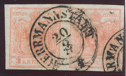 1850. Typography 3kr Stamp Pair, HERMANNSTADT - ...-1867 Vorphilatelie