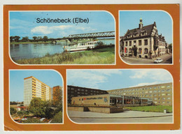 Schönecke Elbe, Ernst-Thälmann-Brücke Rathaus Neubauten Kaufhalle MBK 1985, Postalisch Gelaufen, 2 Scans - Schoenebeck (Elbe)